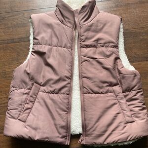 Dusty Pink Puffer Vest with Fuzzy Liner